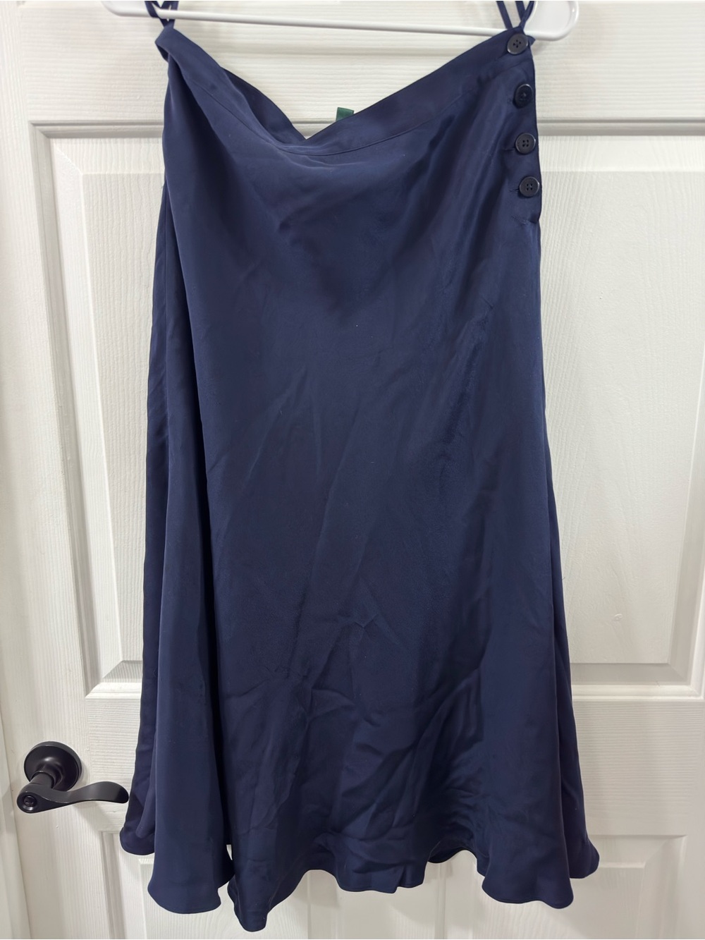 Ralph Lauren Dark Navy A-Line Skirt with Side Buttons